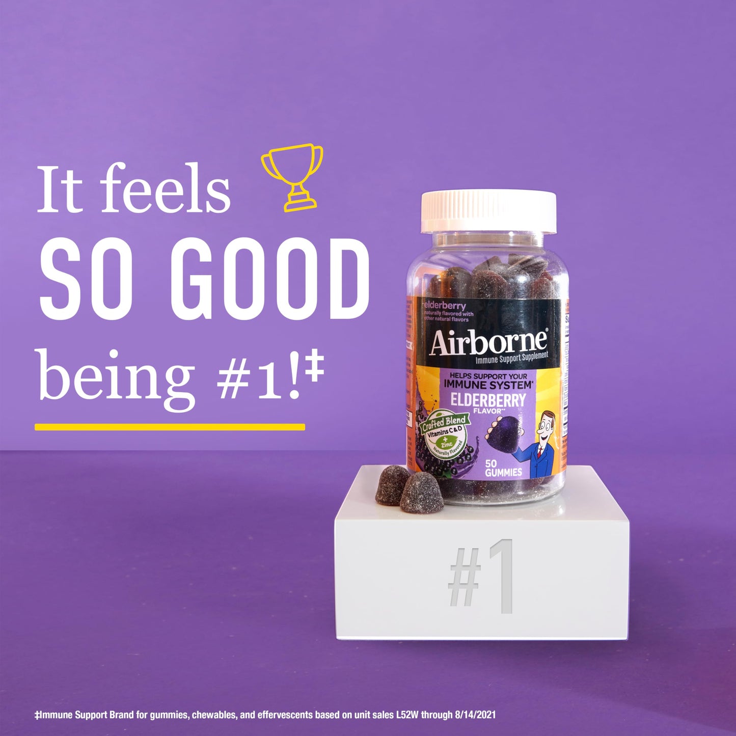 Airborne Elderberry + Zinc & Vitamin C Gummies for Adults, 60 Gummies