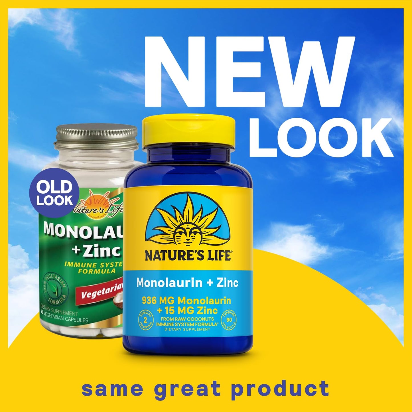 Nature's Life Monolaurin Plus Zinc Immune Support Supplement Capsules, 90 Count