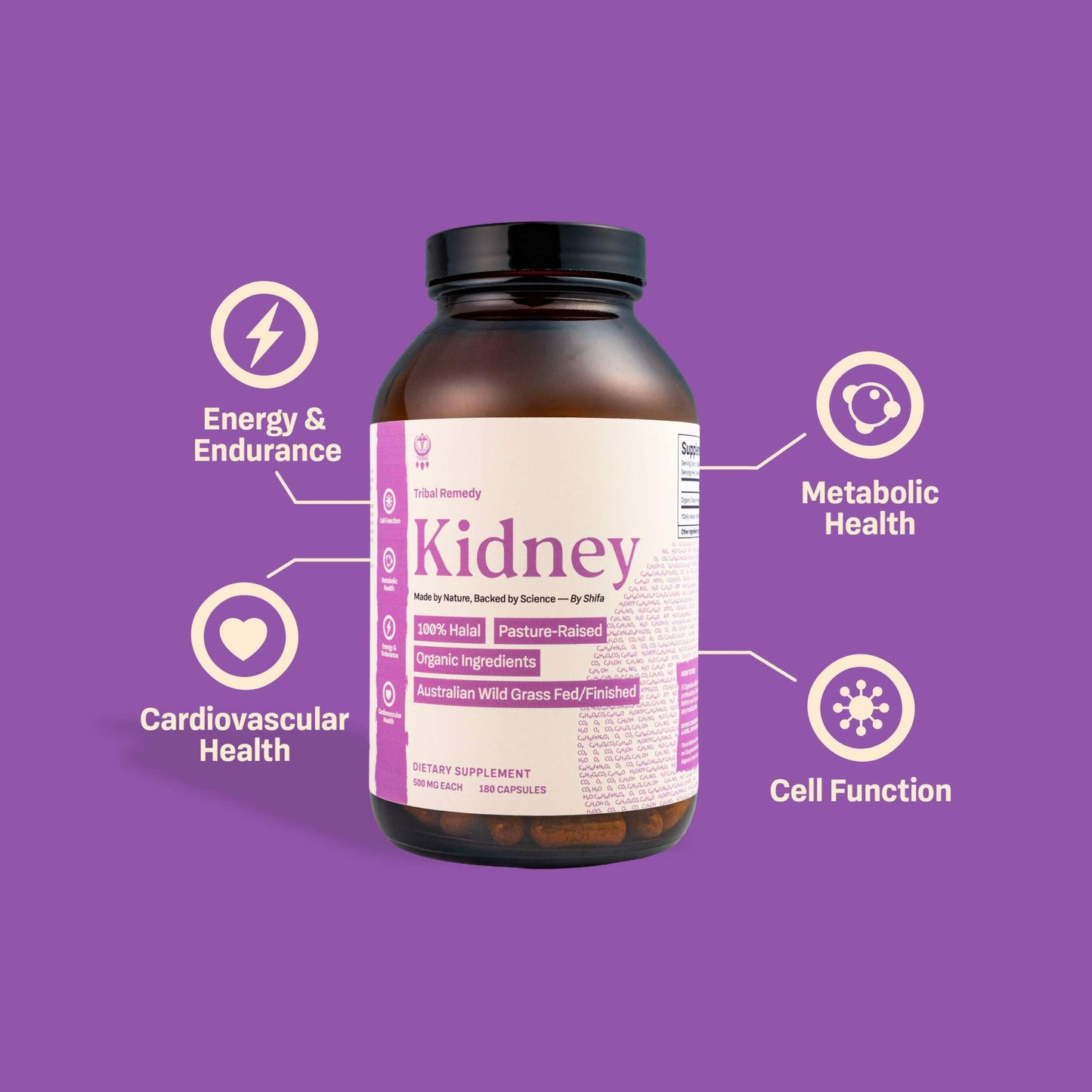 Tribal Remedy Pure Australian Beef Kidney Supplement Capsules 90 Count