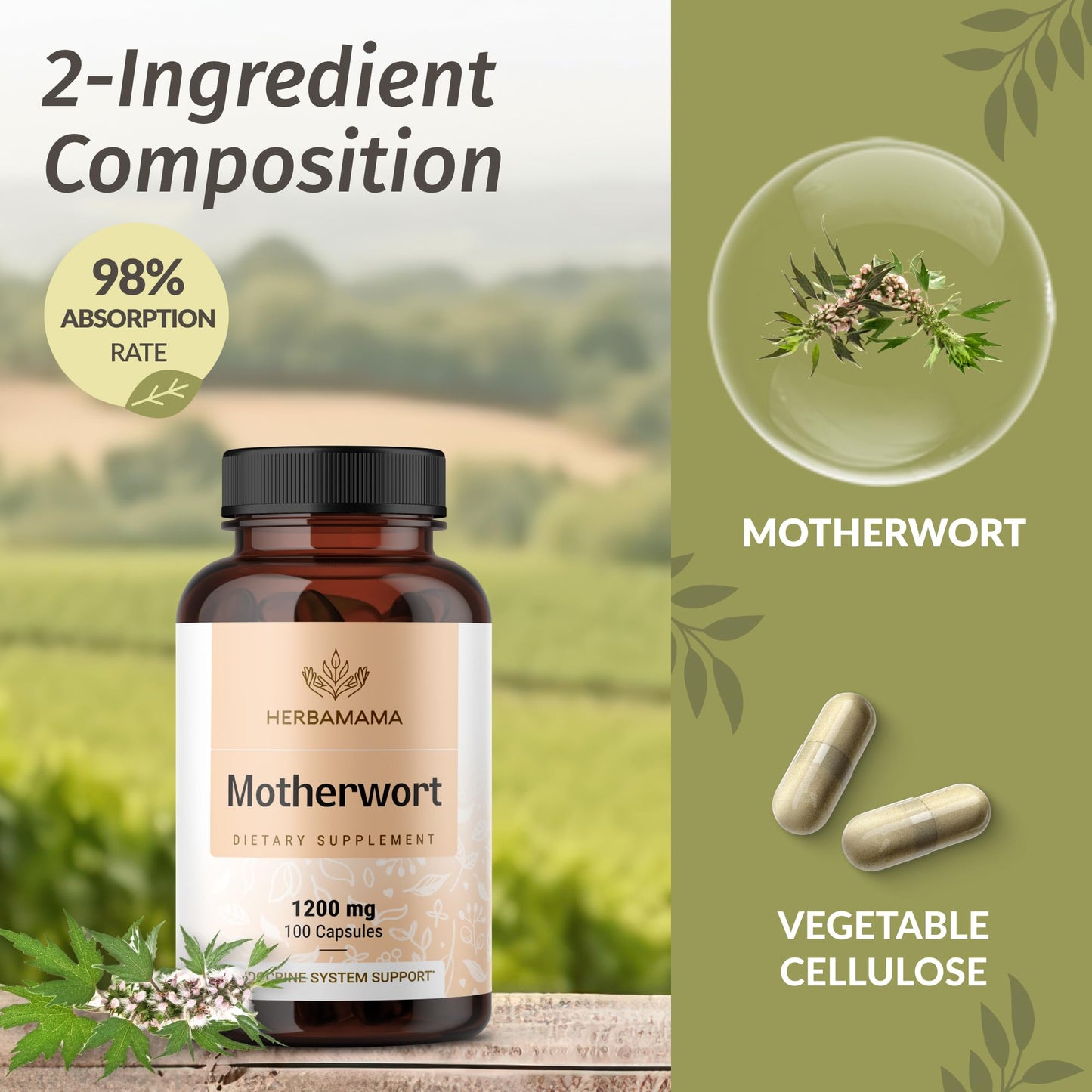 HERBAMAMA Motherwort and Ashwagandha Kit Capsule, 2 Pack