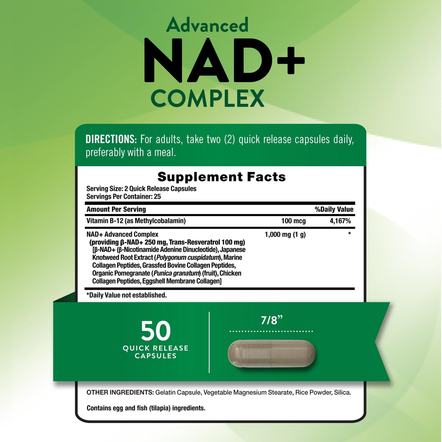 Nature's Truth Advanced NAD+ Complex Capsules, 50 Count