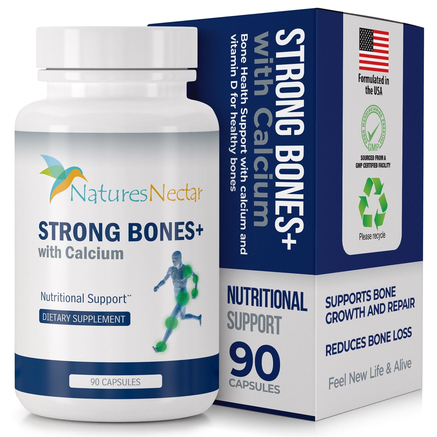 Nature's Nectar Cardiovascular & Bone Health Bundle – Organic Nattokinase for Circulation + Bone & Joint Support Supplement with Calcium, Vitamin D, 180 Capsules