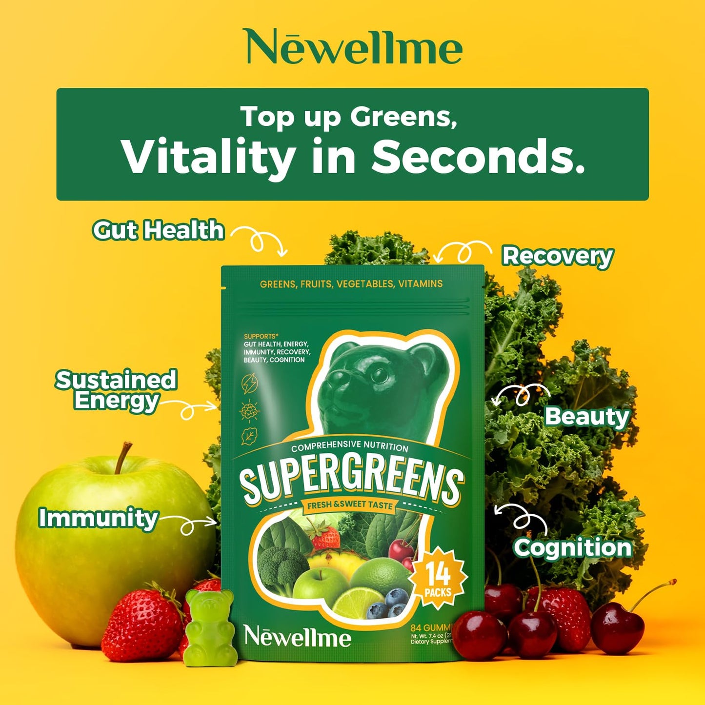 NEWELLME Daily Super Greens Gummies 14-Count