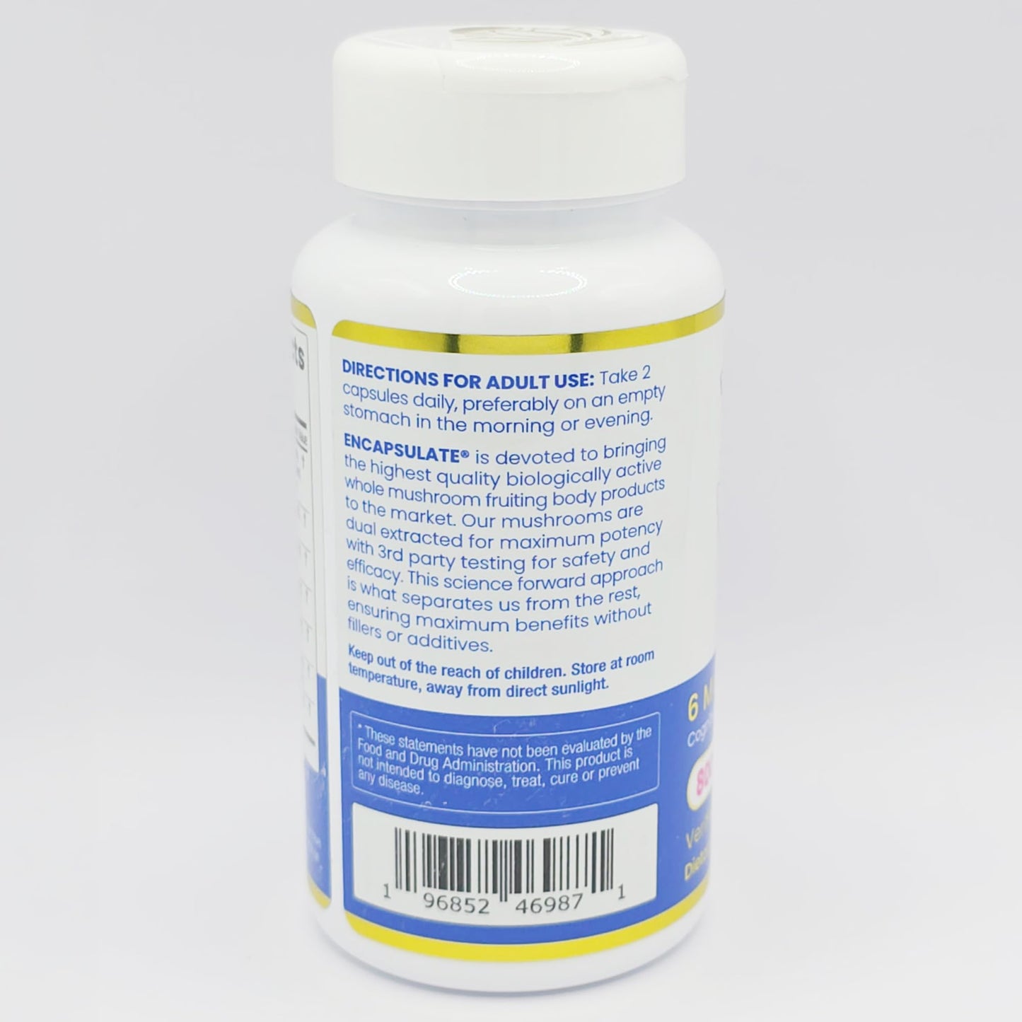 ENCAPSULATE 6 Mushroom Blend Reishi Chaga Turkey Tail Cordyceps Lion’s Mane & Shiitake 8:1 Mushroom Extract Nootropic & Adaptogen Mushroom Supplement for Gut, Brain & Immune Support 60 Capsules