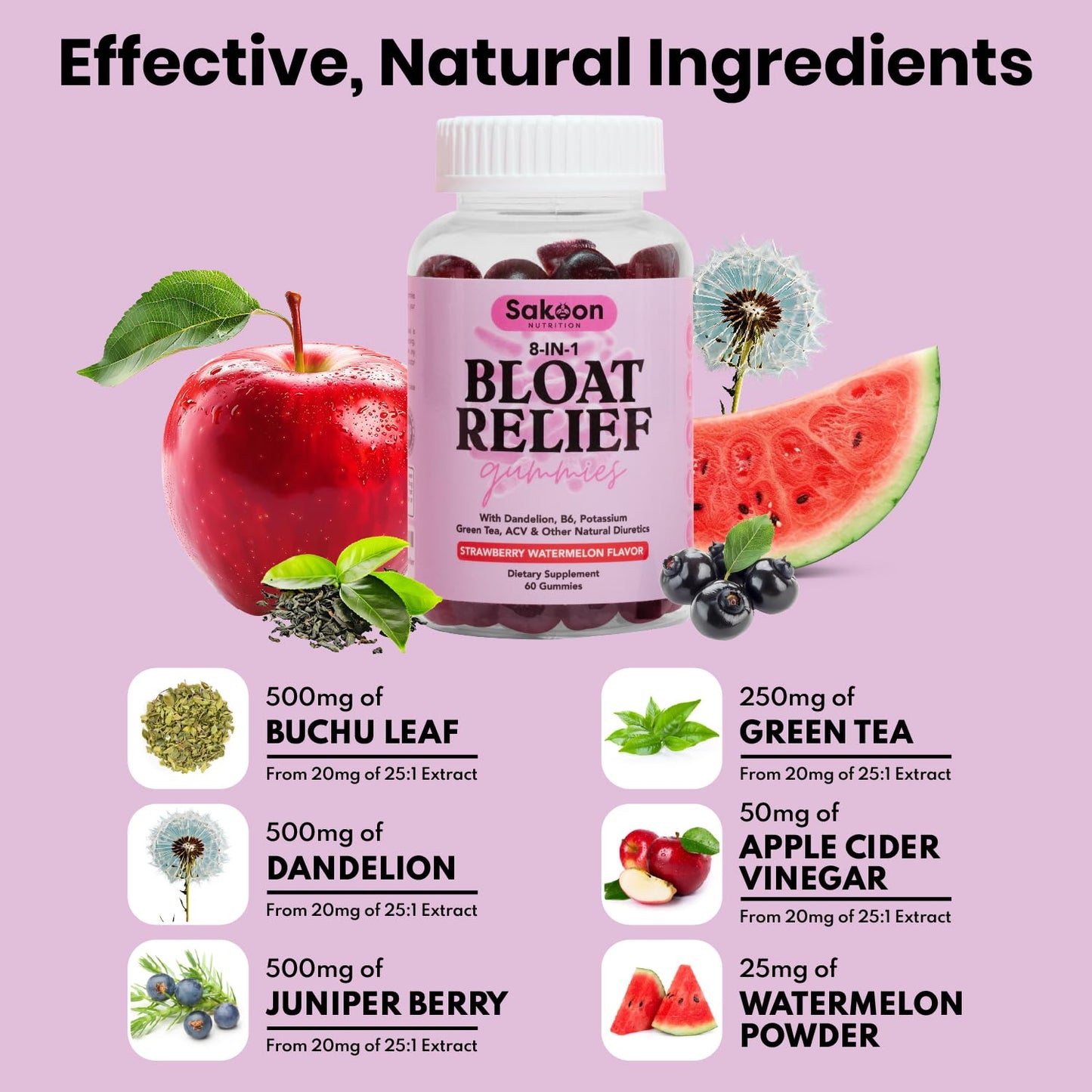 Sakoon nutrition Bloating Relief Gummies for Women, 60 Gummies