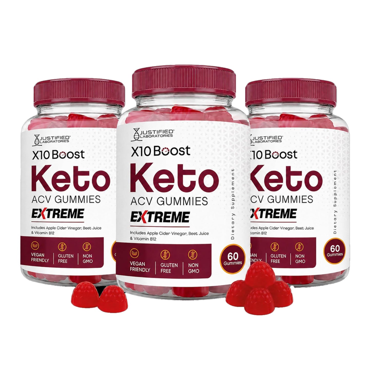 Justified Laboratories X10 Boost Keto ACV Gummies Extreme (2000 mg) - 180 Gummies