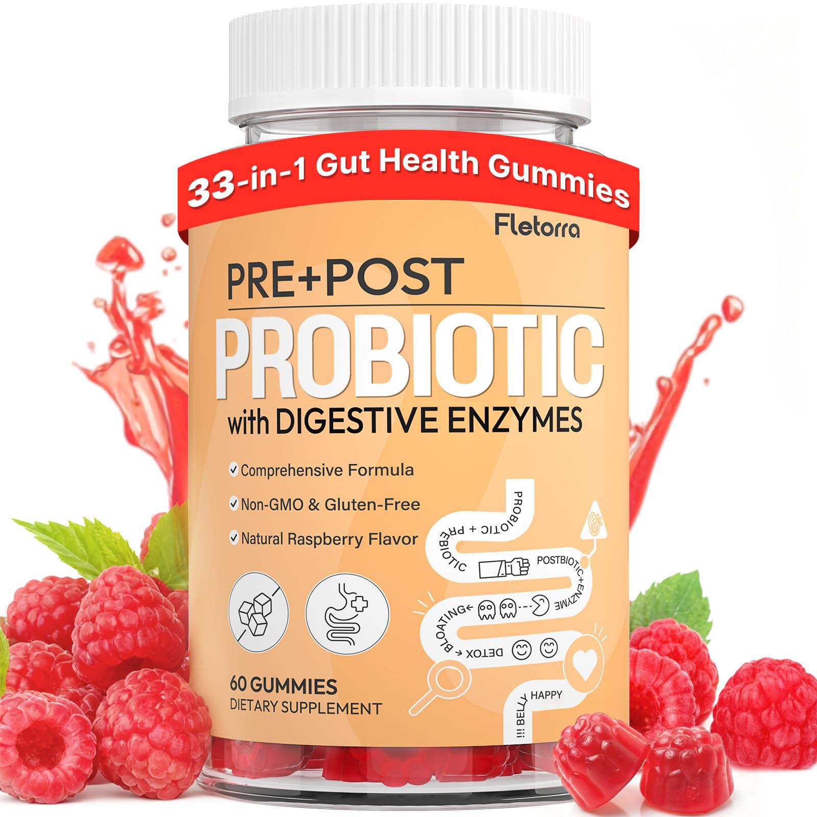 Fletorra Probiotic Gummies Gummy 60 Count