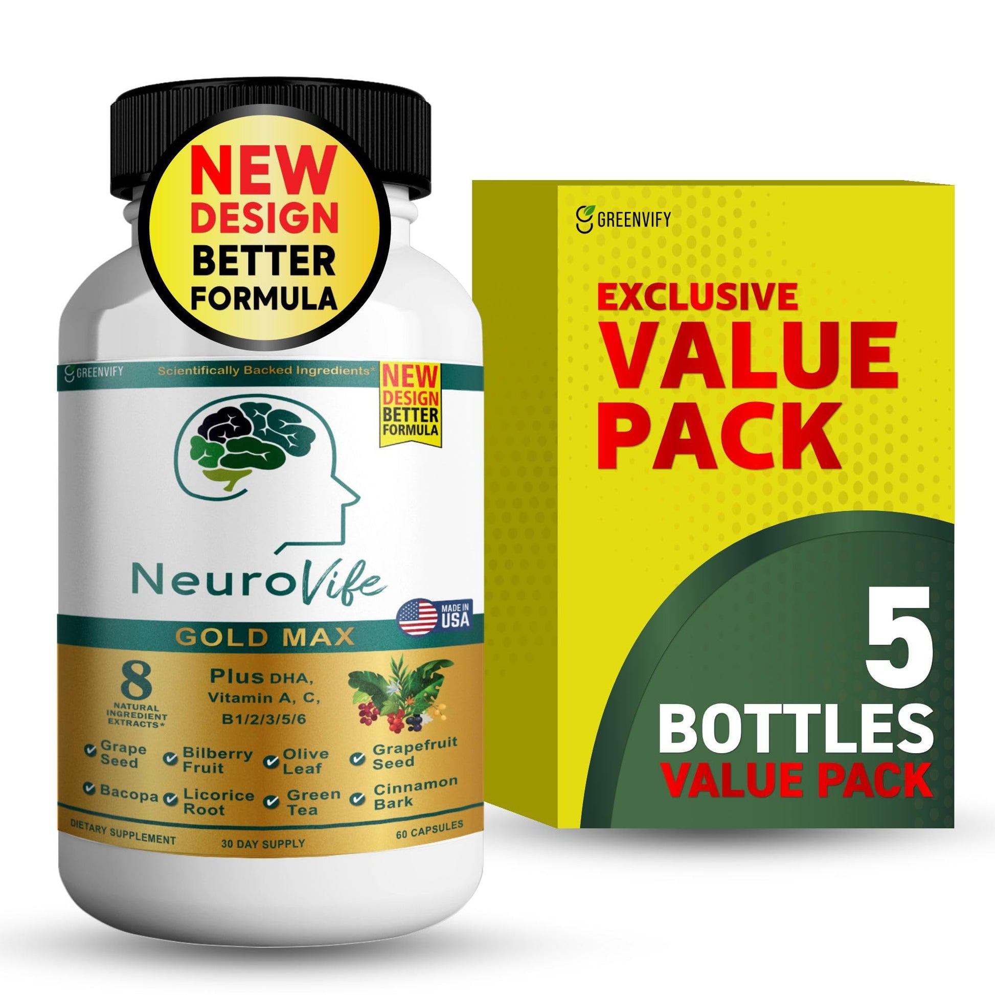 GREENVIFY NeuroVife Gold Max Brain Support Supplement Capsules 300