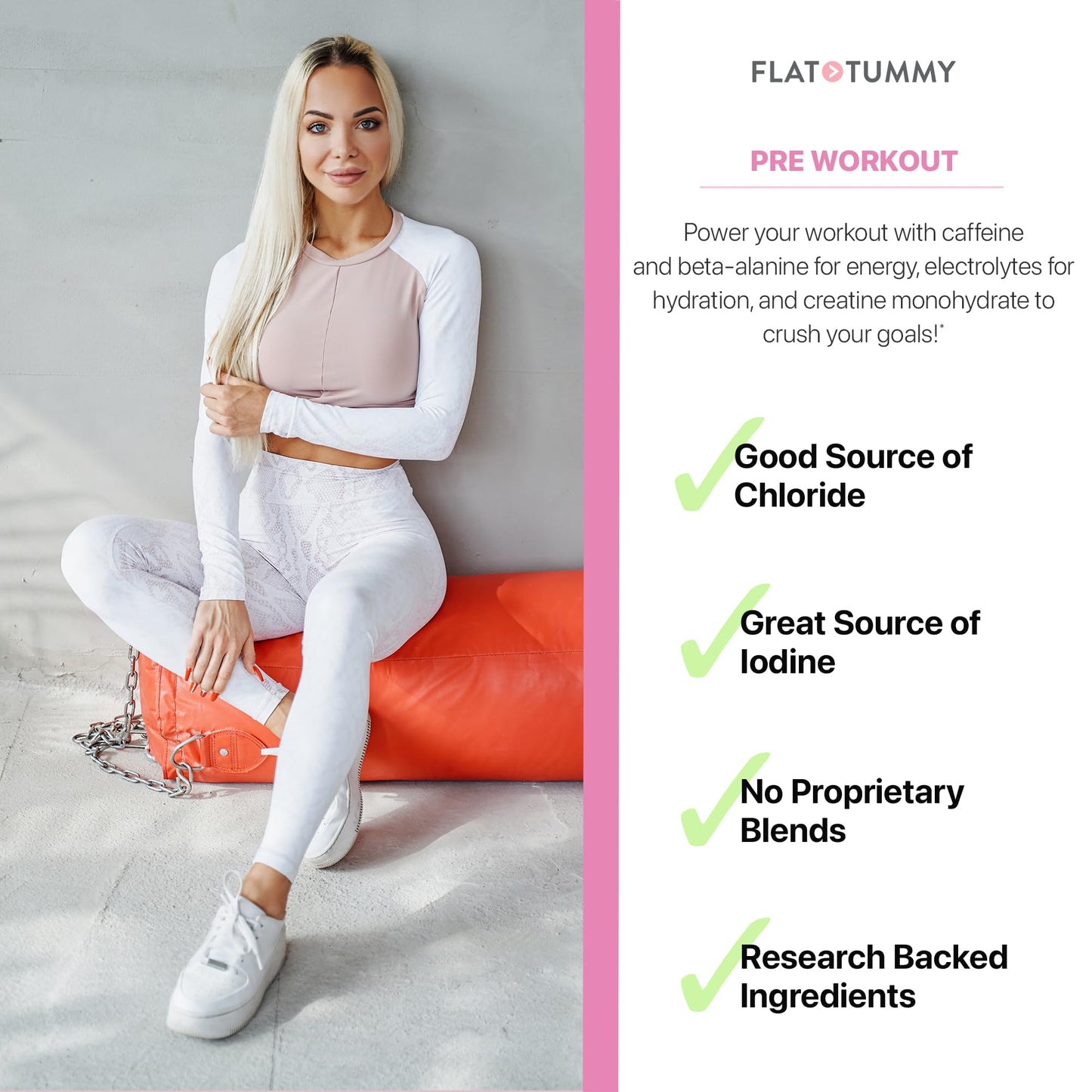 Flat Tummy Pre Workout Powder for Women Powder 8.47 Ounce