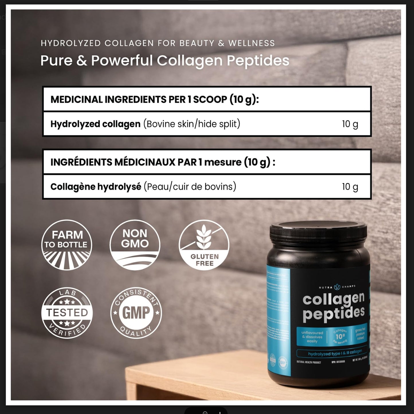 NutraChamps Collagen Peptides Powder, 7.46 oz