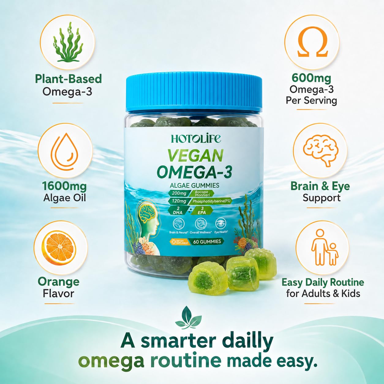 Hotolife Omega 3 Gummies Gummy, 1 Count