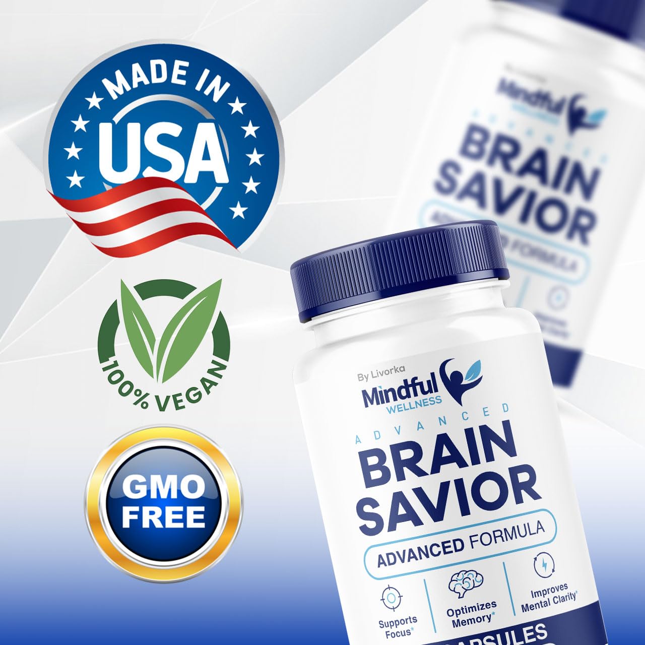LIVORKA Mindful Wellness Advanced Brain Savior Capsules, 300 Capsules