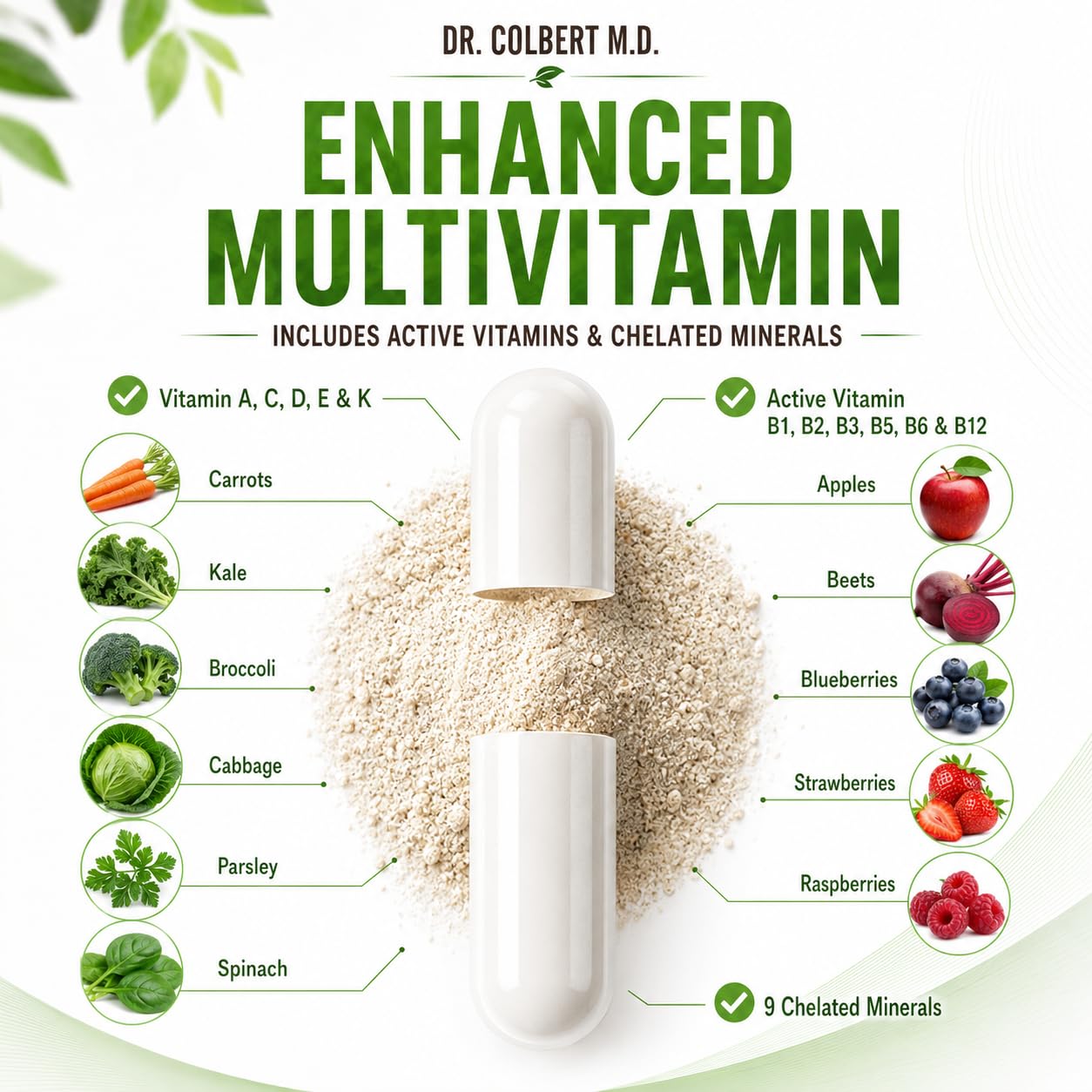 Divine Health Dr. Colbert Enhanced Multivitamin Plus Chelated Minerals Active B Vitamins Capsule, 1 Capsule