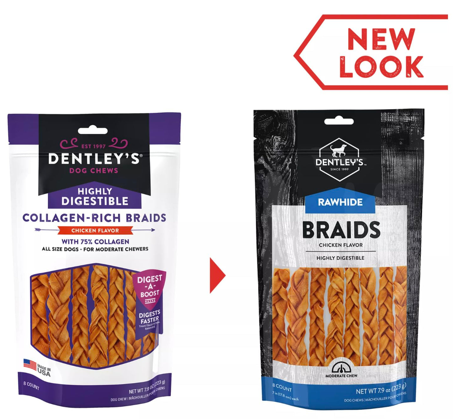 Dentleys Collagen Rich Braids Chicken Flavor Chewable 8 Count