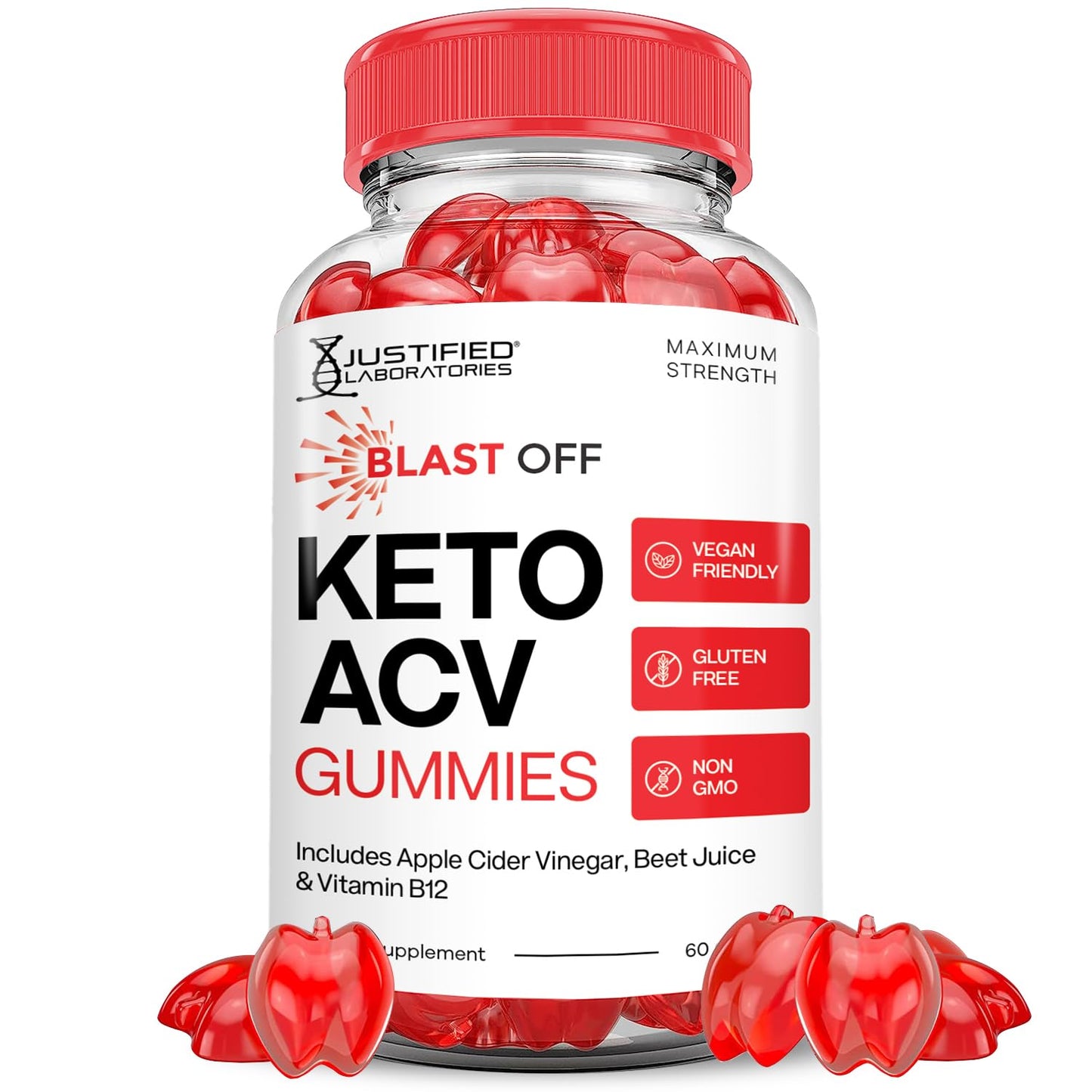 Justified Laboratories Blast Off Keto ACV Gummies Advanced Formula 1000MG, 60 Count