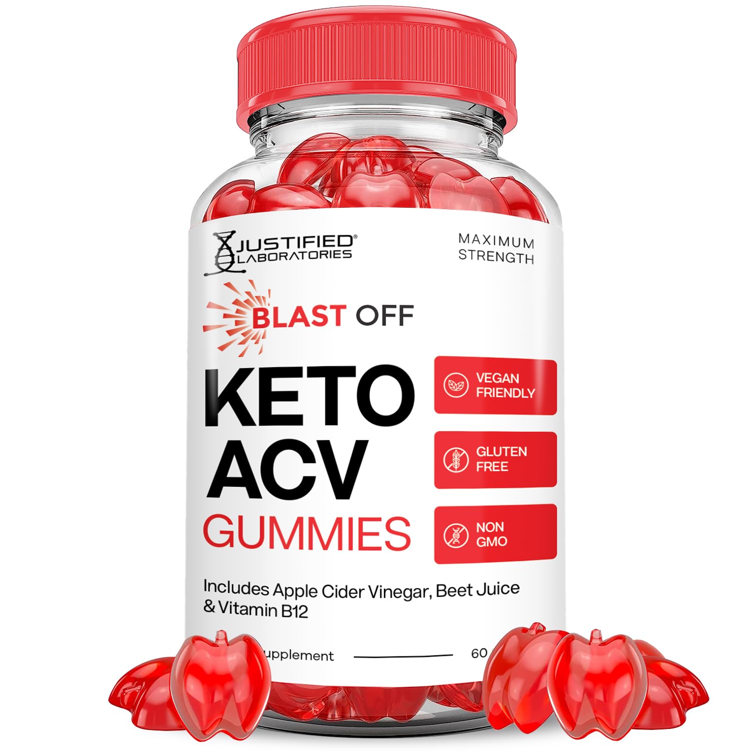 Justified Laboratories Blast Off Keto ACV Gummies Advanced Formula 1000MG, 60 Count
