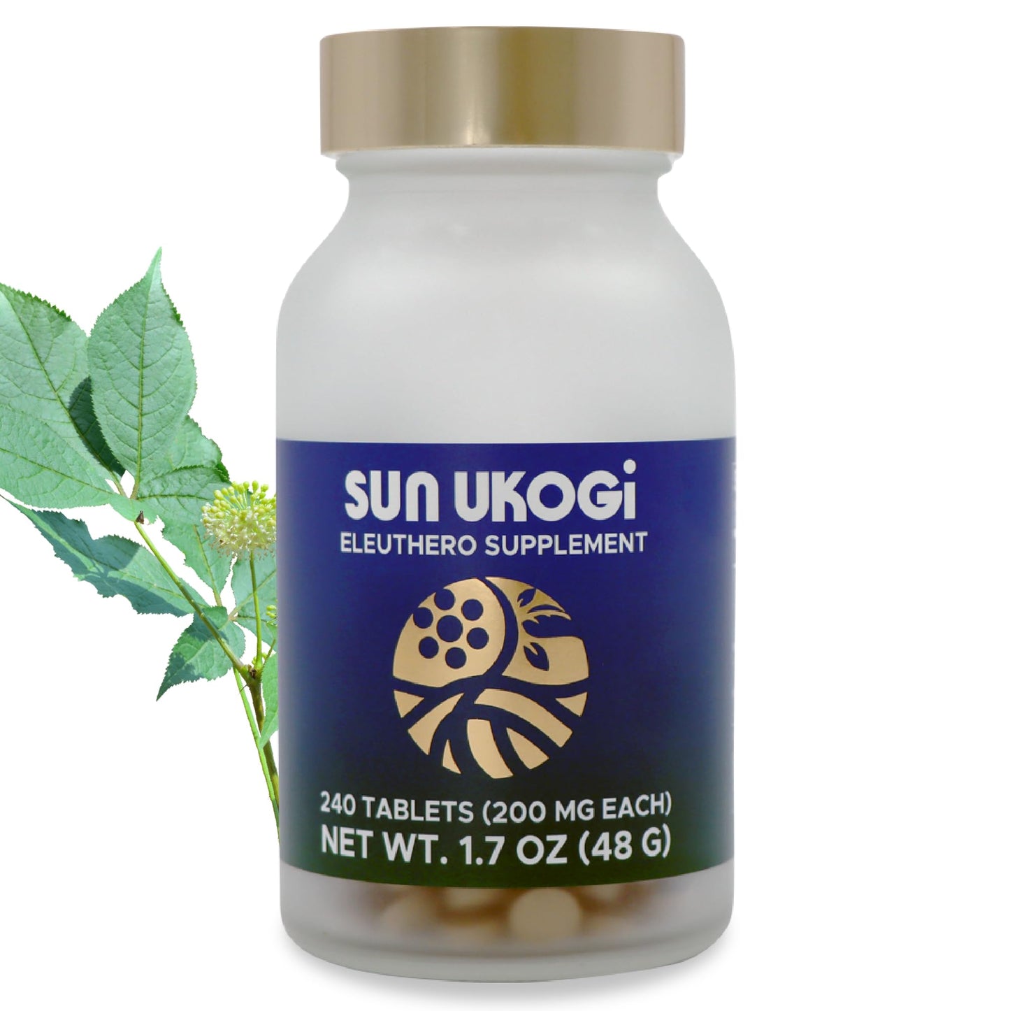 Sun Chlorella Ukogi Wild-Harvested Eleuthero Root Adaptogen Tablets, 1 Count