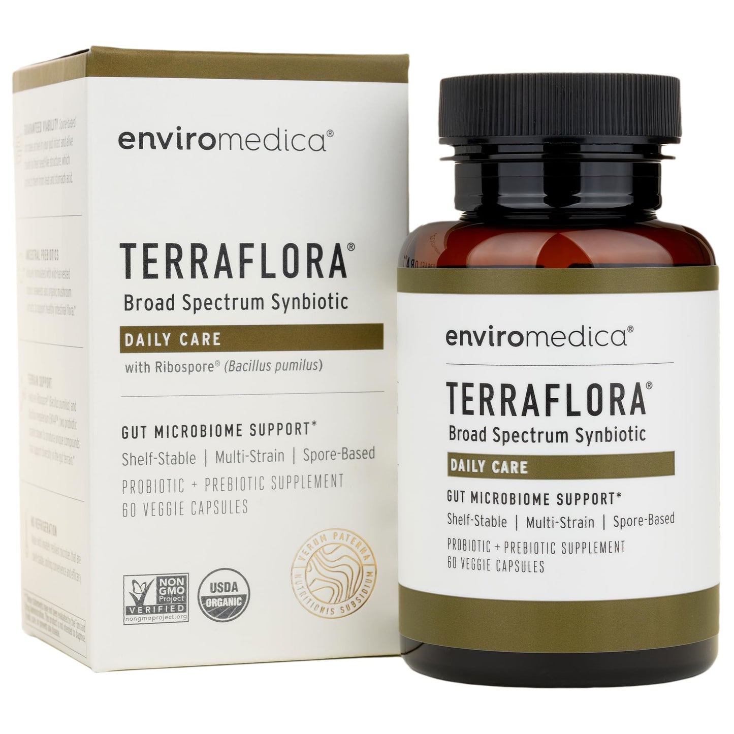 Enviromedica Terraflora Daily Care Synbiotic Probiotics and Prebiotics for Women and Men Capsules 60 Count