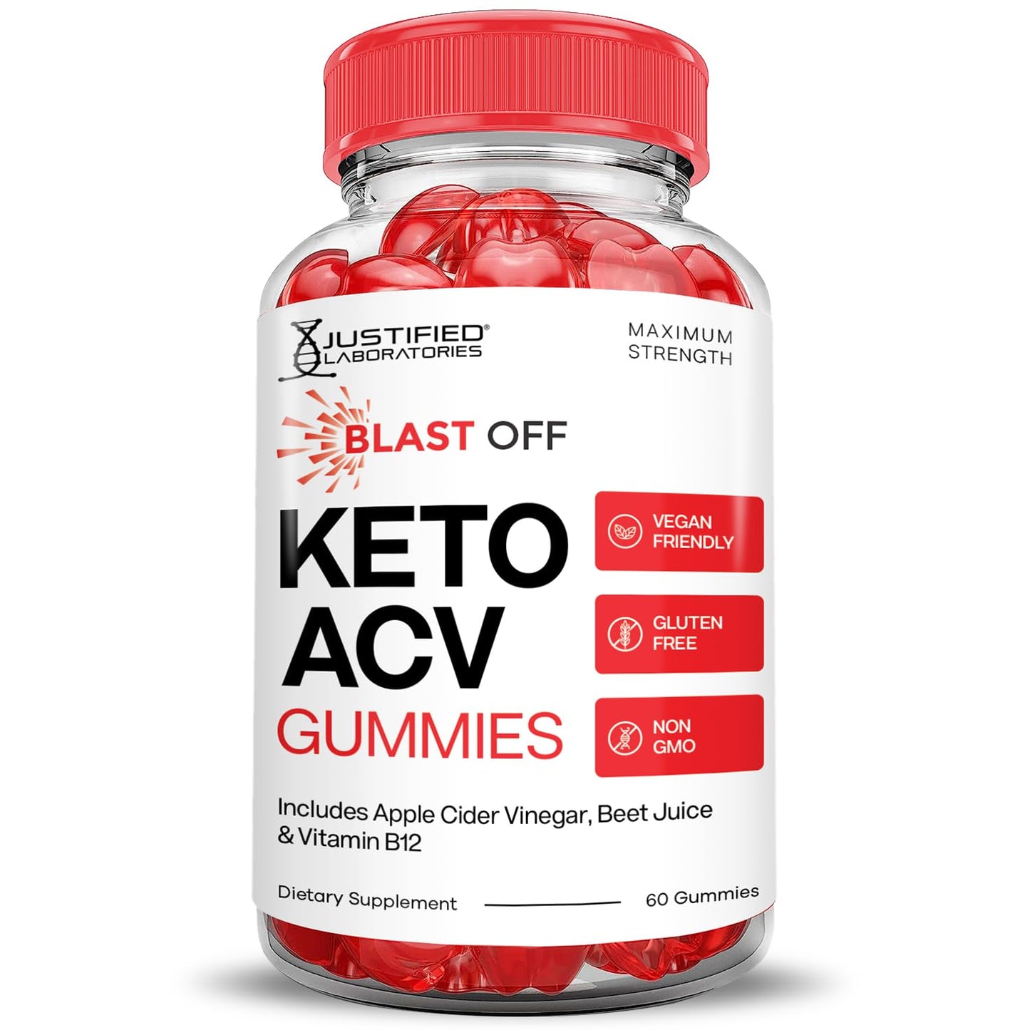 Justified Laboratories Blast Off Keto ACV Gummies Advanced Formula 1000MG, 120 Count