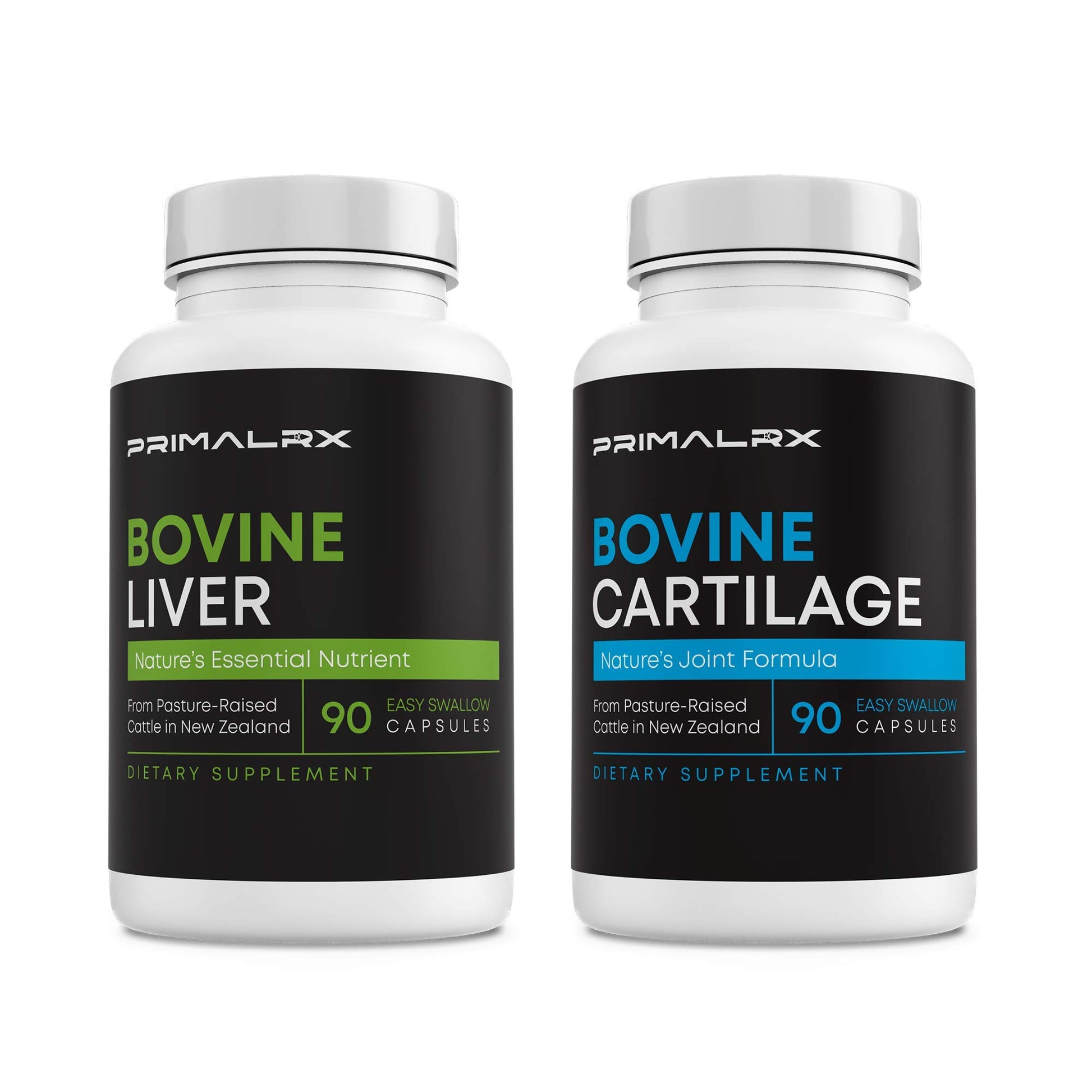 PRIMALRX Beef Liver & Beef Cartilage Supplement Bundle Capsules, 2 x 90 Count