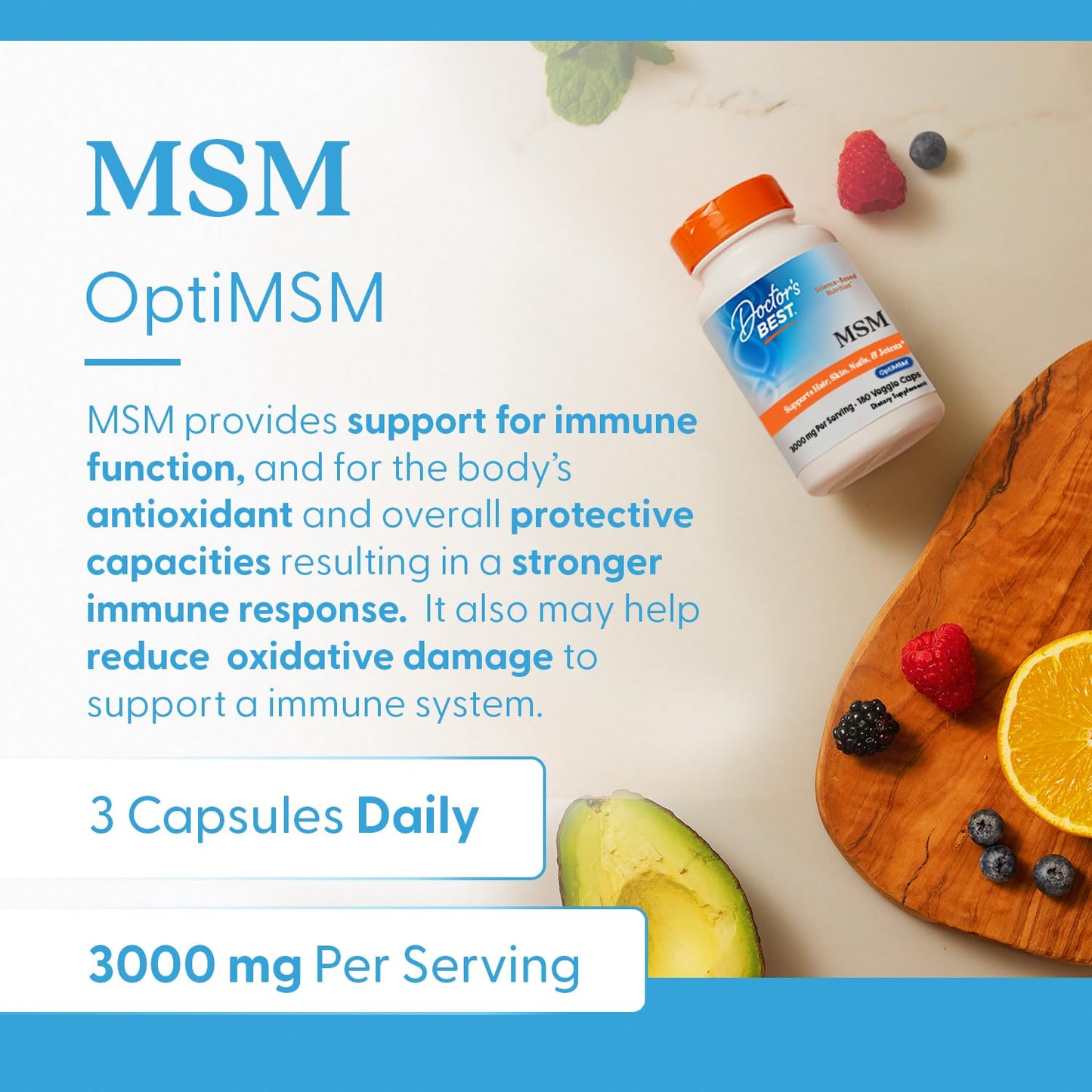 Doctor's Best MSM Supplement Capsules, 180 Count