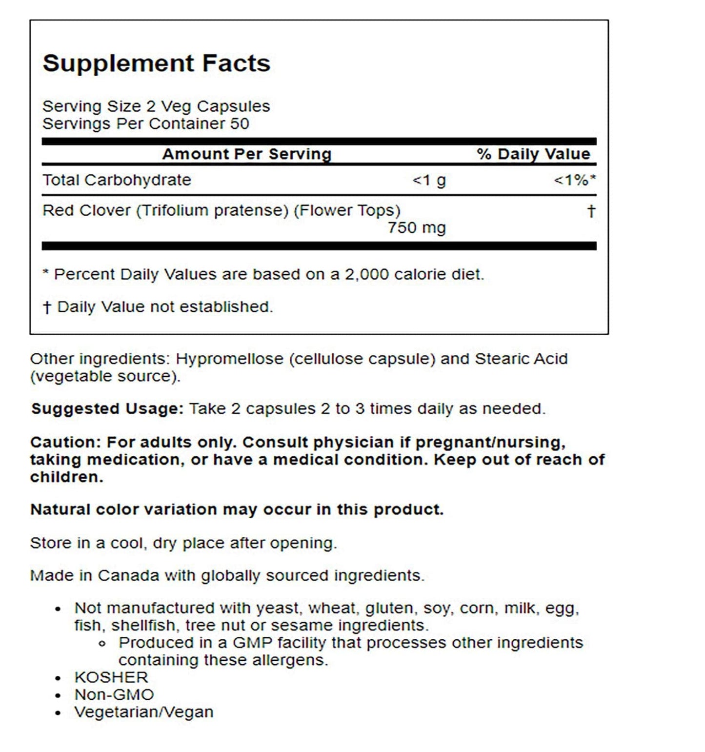 NOW Foods Red Clover 375 mg Capsule, 1 Count