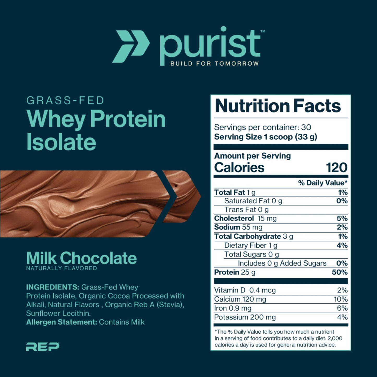PURIST Grass Fed Whey Protein Isolate Powder, Keto, Sugar Free, 32 Servings