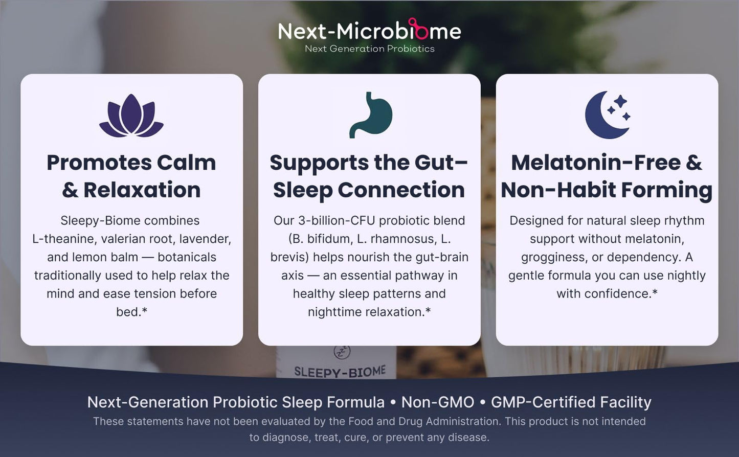 NEXT-MICROBIOME Sleepy-Biome Natural Sleep Aid, Capsule, 60 Count