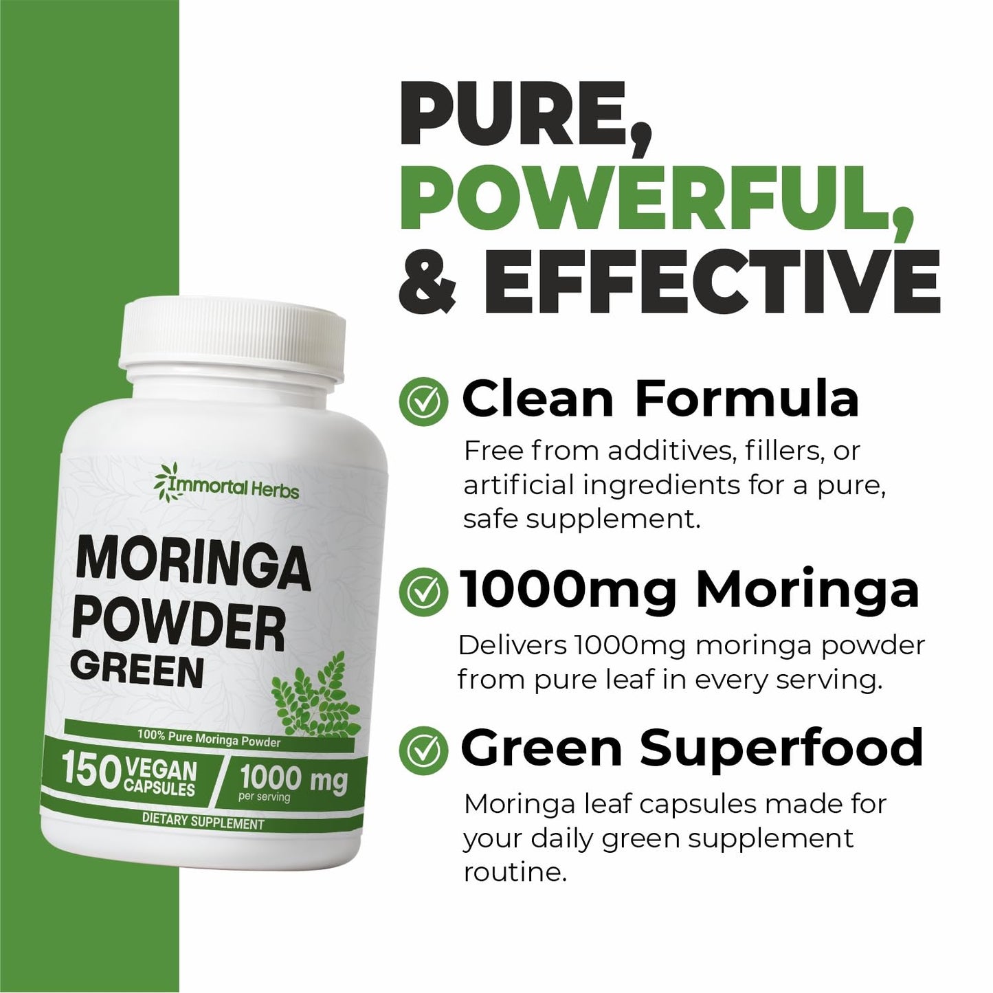 Immortal Herbs Moringa Capsules 150 Count
