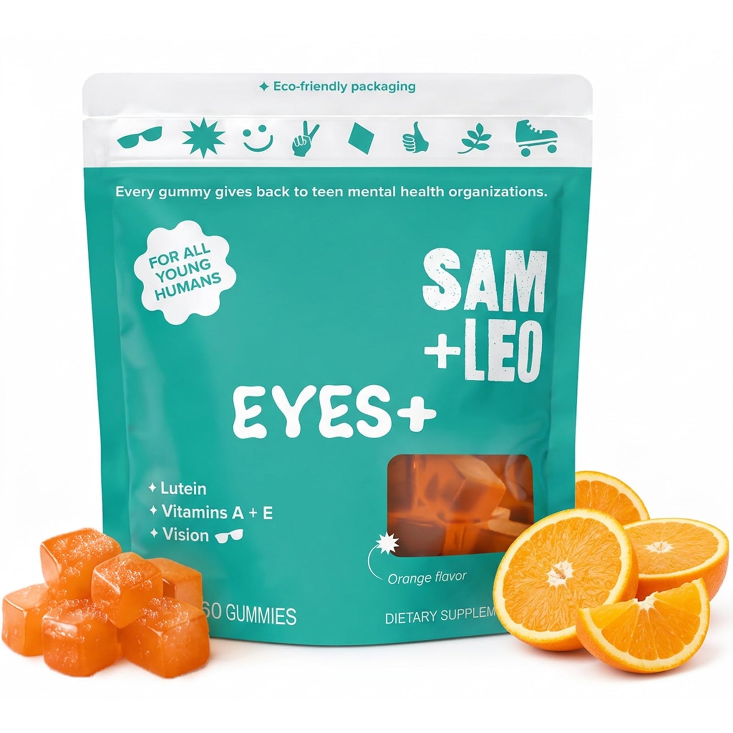 SAM+LEO Eye Gummies for Kids & Teens Gummy, Vitamins A, E & C, Lutein, 60 Count
