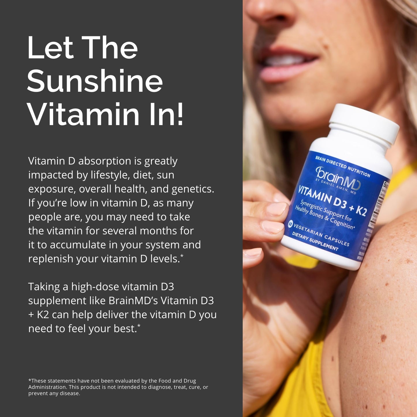 BRAINMD Vitamin D3 + K2 60 Capsules