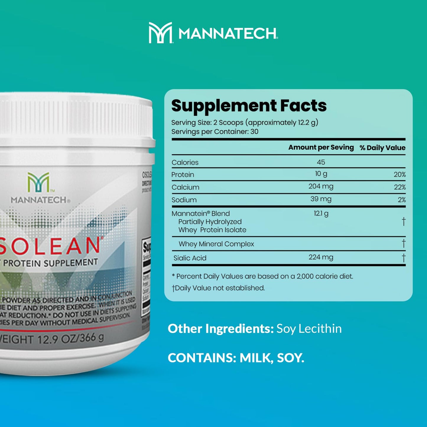 Mannatech Protein Powder OsoLean Canister 12.9 oz