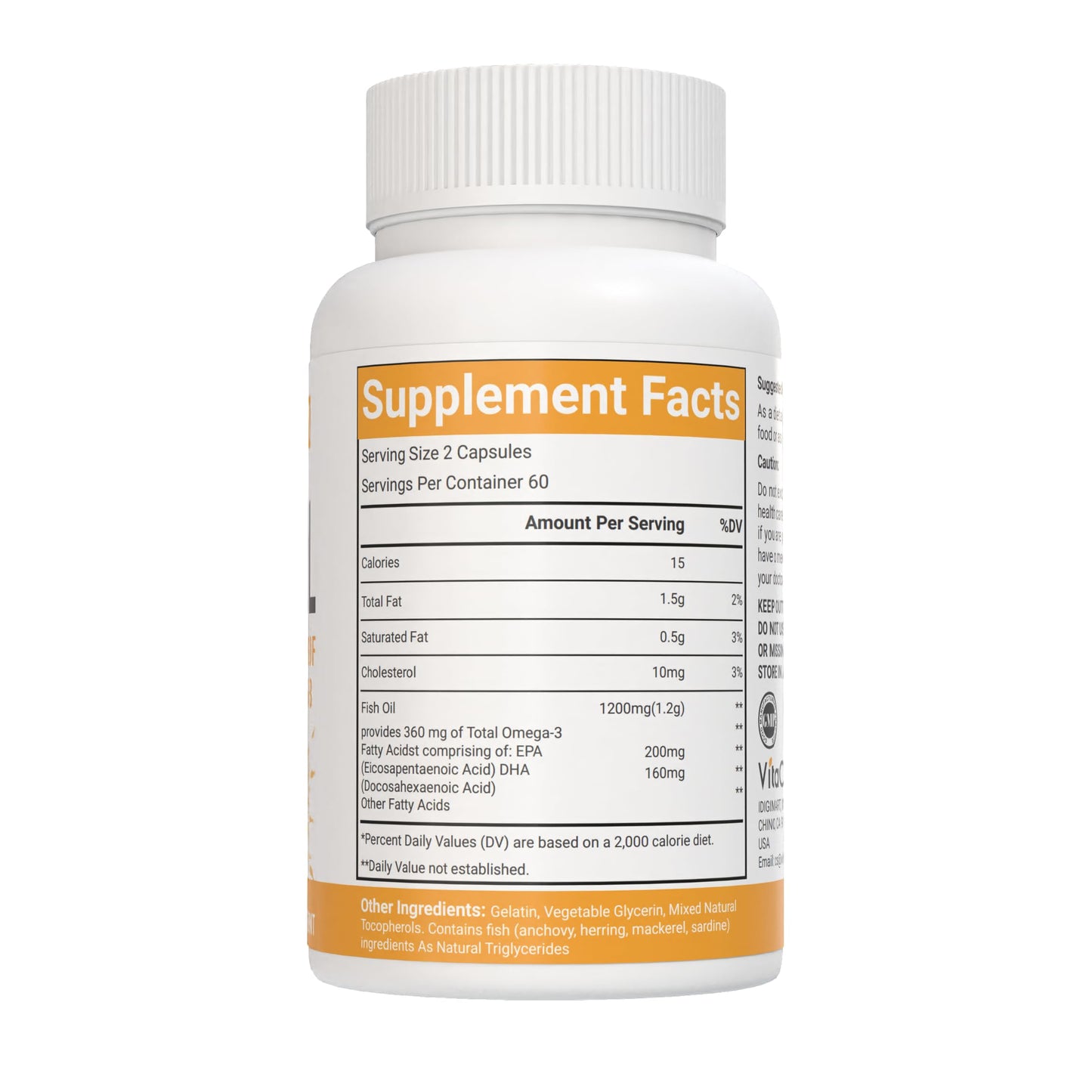 VitaCosmoX Omega-3 Fish Oil 1560mg Triple Strength EPA & DHA Softgels 120