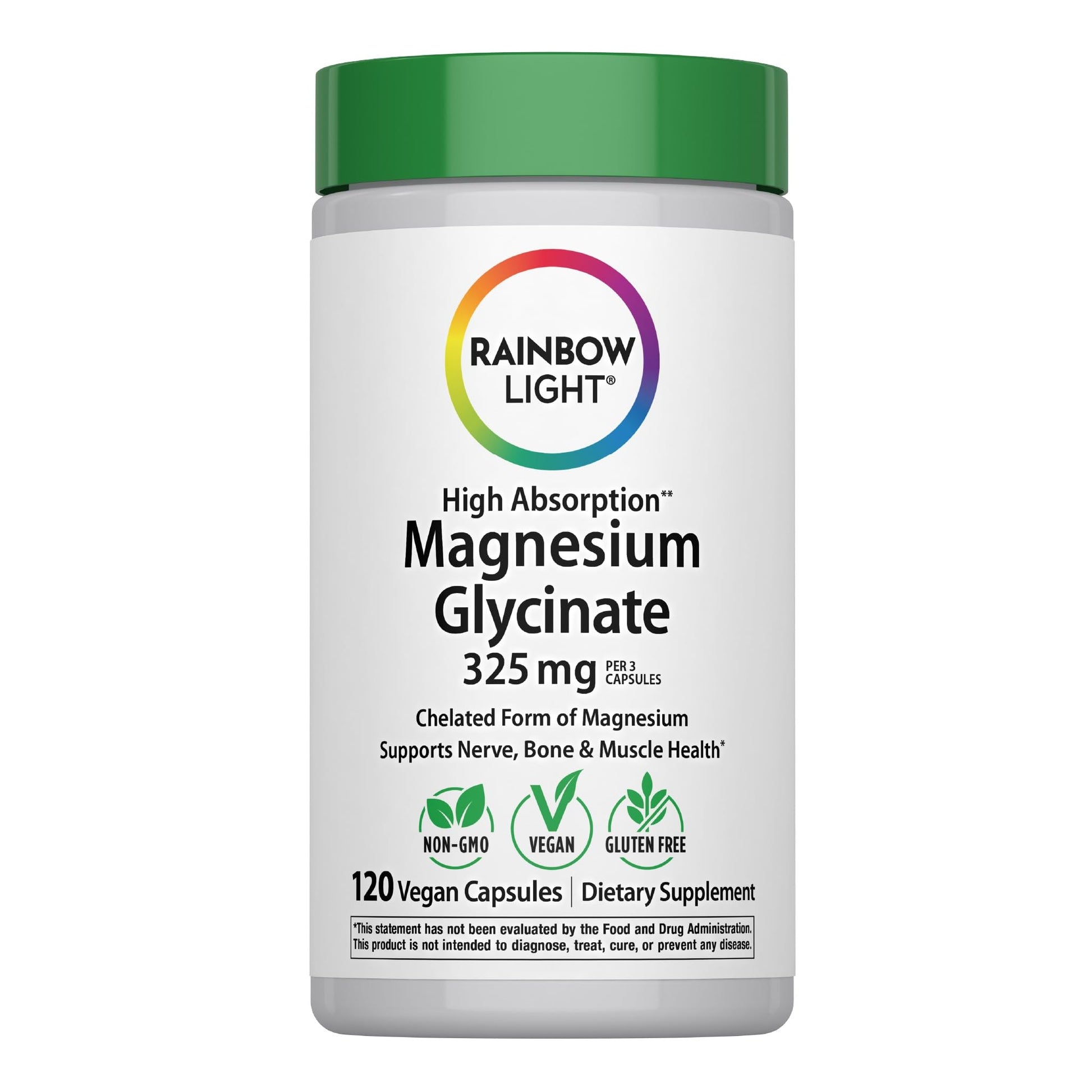 Rainbow Light Magnesium Glycinate 325 mg Capsules, 120 Count