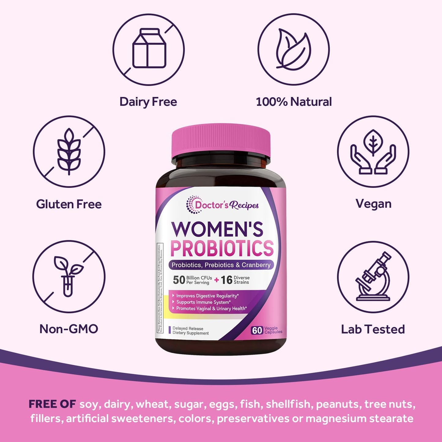 Doctor's Recipes Women's Probiotic Capsule, 60 Count