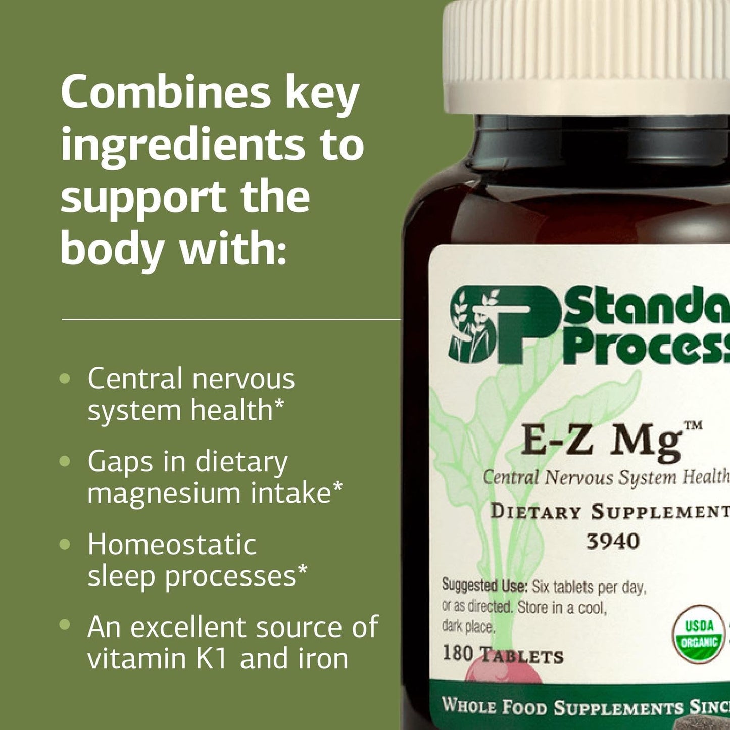 Standard Process Inc. E-Z Mg Central Nervous System Health Supplement 180 Tablets
