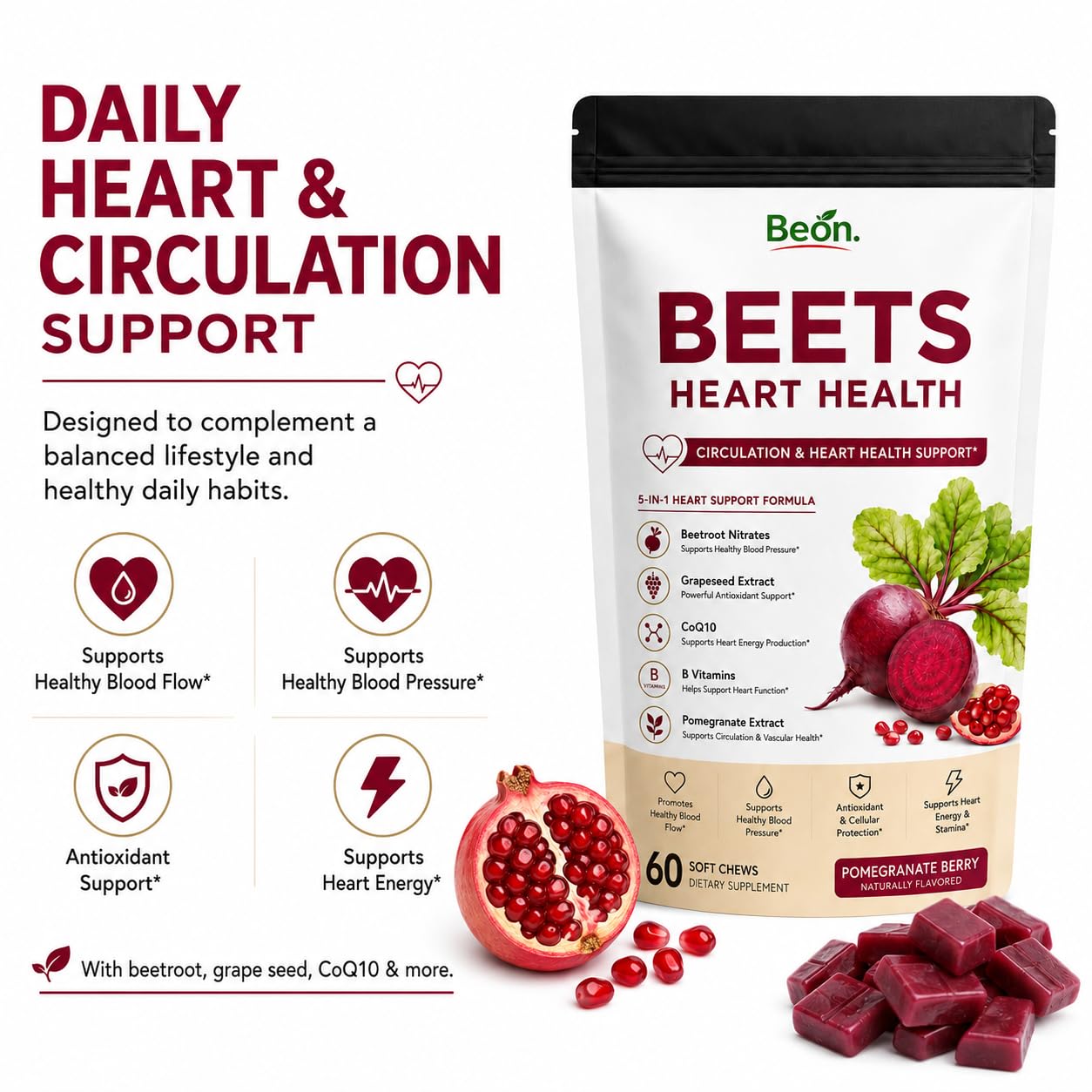 Amvora Beon Beet Chews Gummies, 1 Count