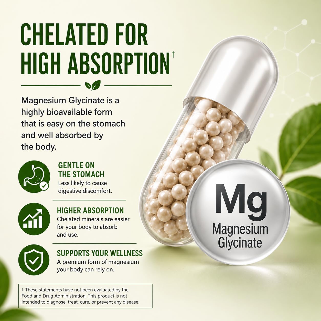 Naturfi Organic Magnesium Glycinate Capsule, 120 Capsules
