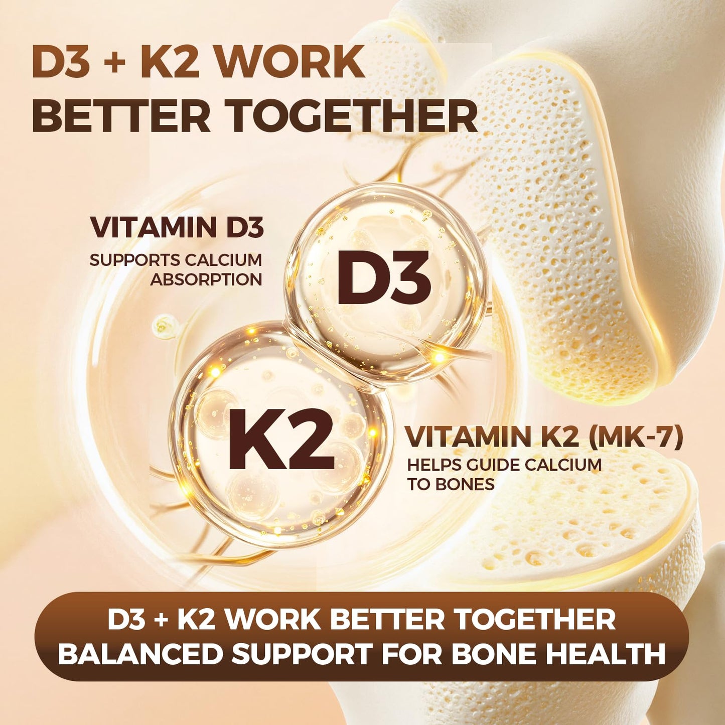 wuliao Vitamin D3 K2 10,000 IU 2-in-1 D&K Complex with Vitamin K2 (MK-7), Supports Bone & Calcium Absorption, Immune Support, Non-GMO, 300 Softgels