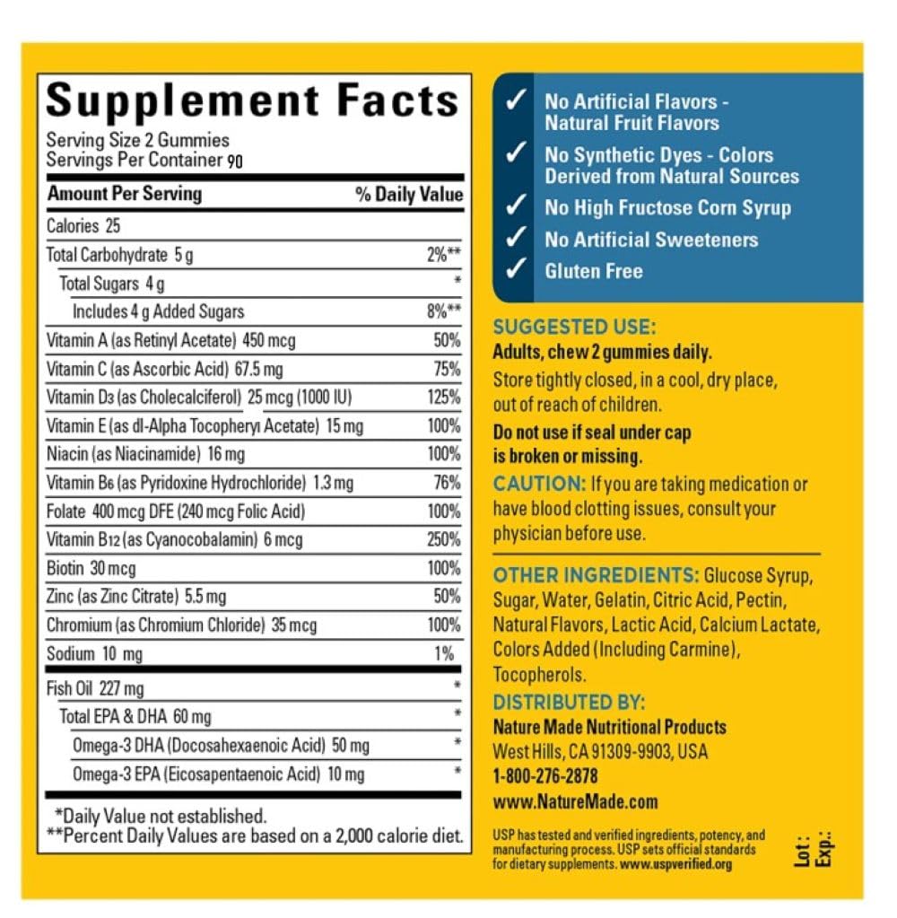 Nature Made Multivitamin + Omega-3 Gummies 180 Count