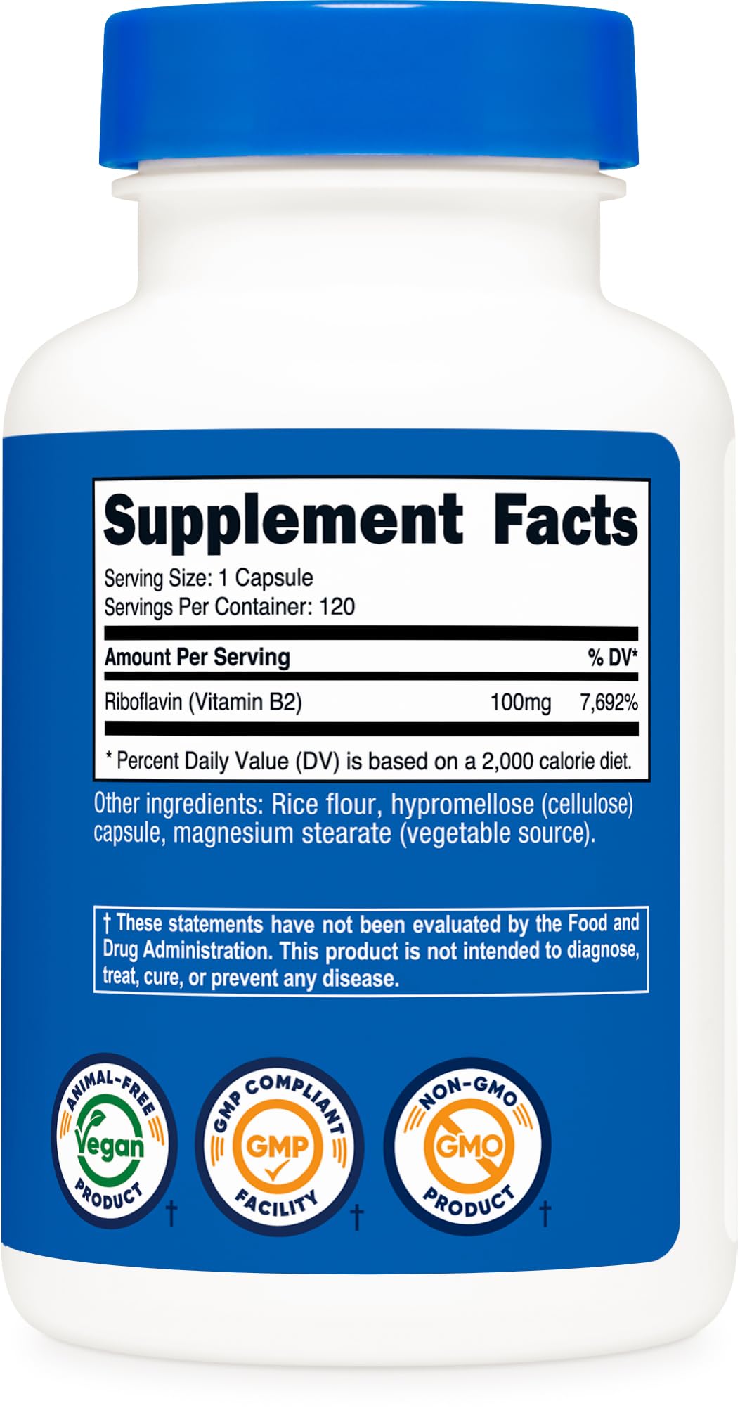 Nutricost Vitamin B2 (Riboflavin) 100mg, 240 Capsules
