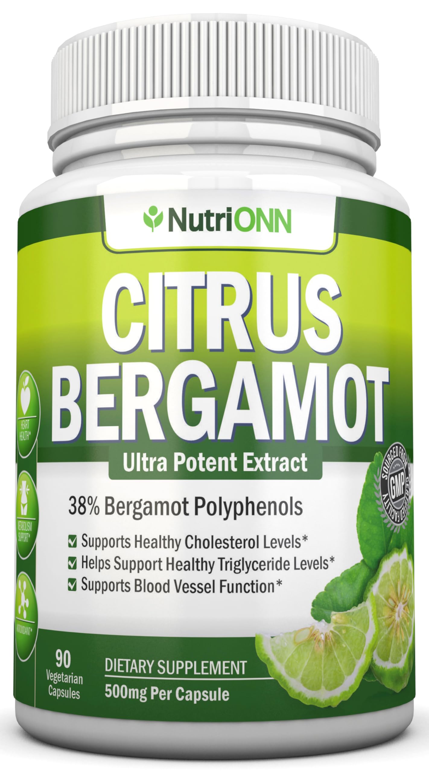 NutriONN Citrus Bergamot 500 mg Capsules 90 Count