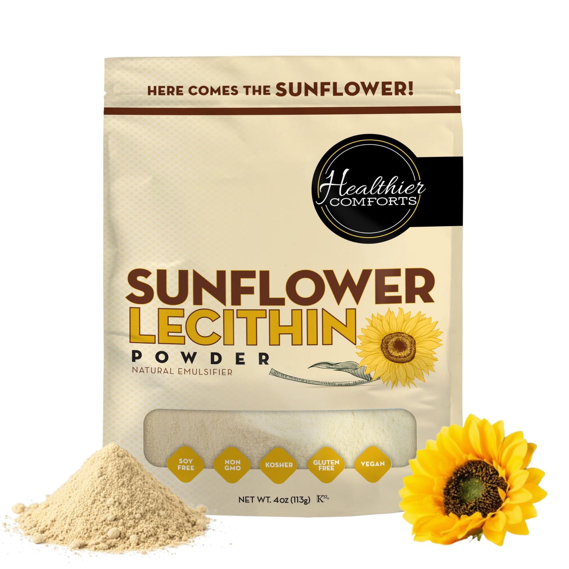 Healthier Comforts Sunflower Lecithin Powder 4 oz