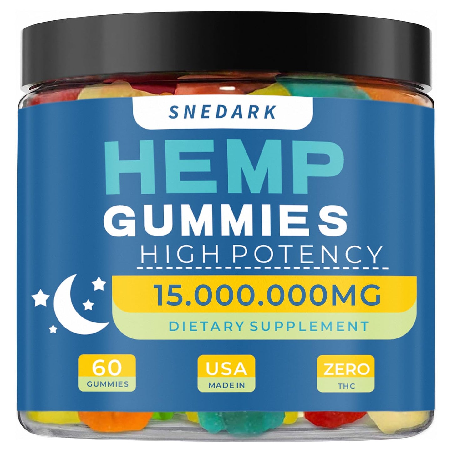 SNEDARK Hemp Gummies Advanced Extra Strength - High Potency Natural Hemp Oil Extract, Great for Peace & Relaxation, Naturals Fruit Flavors - Made in USA, 60 Gummies