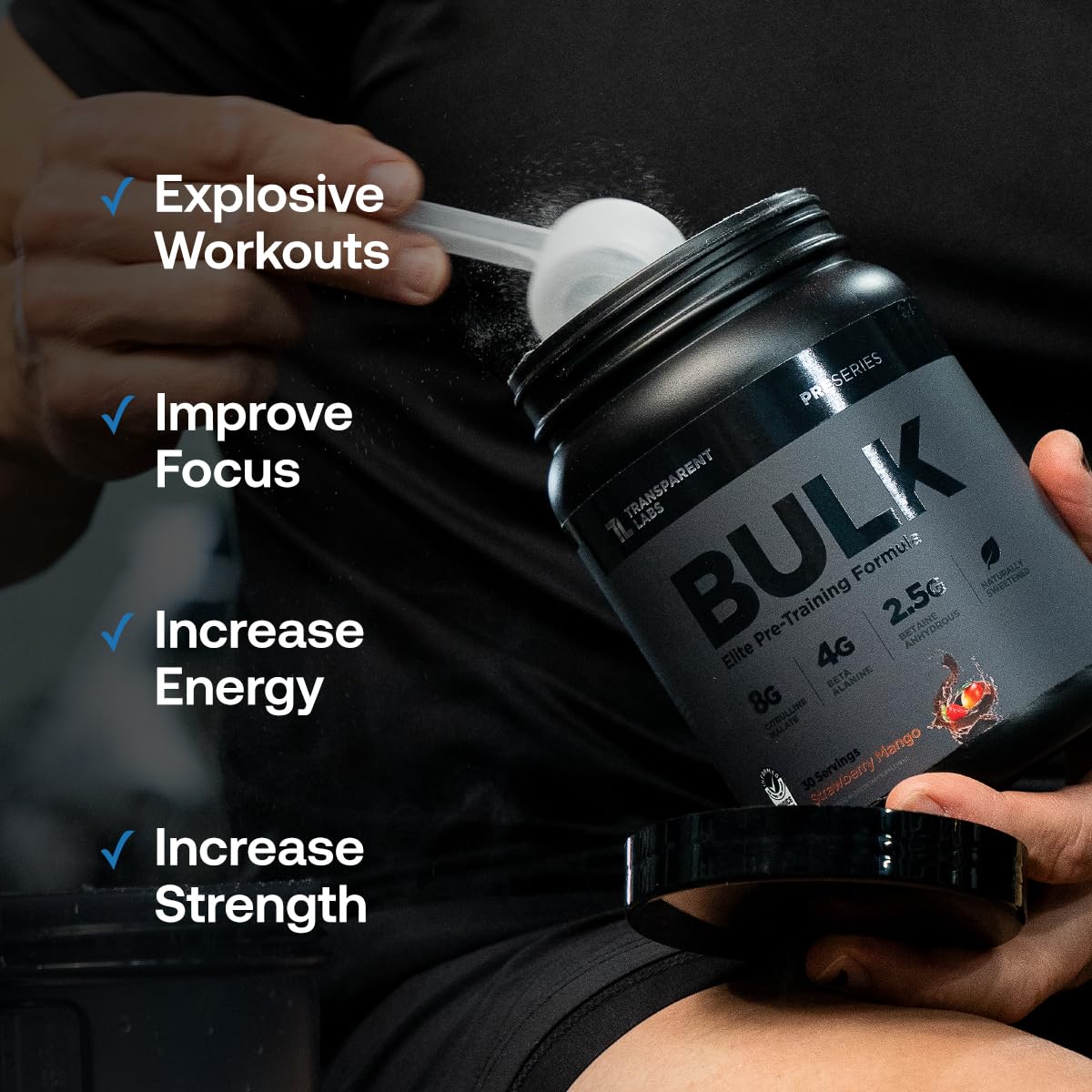 Transparent Labs Bulk Black Pre Workout Powder, 1.4 lb