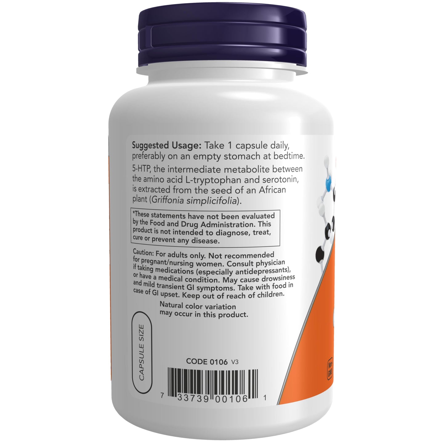 NOW Foods 5-HTP (5-hydroxytryptophan) 100 mg, Capsules, 120 Count