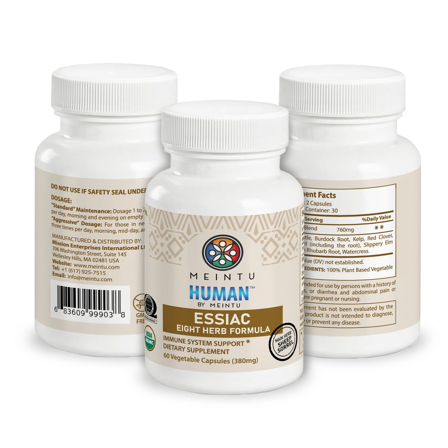 MEINTU Organic 8 Herb Essiac Capsules, 60 Count