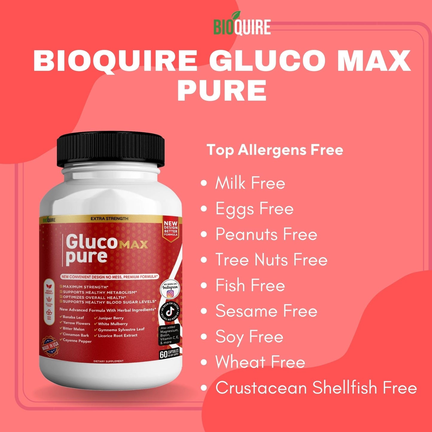 BIOQUIRE Gluco Max Pure Ultra Dietary Supplement Capsules 120 Count
