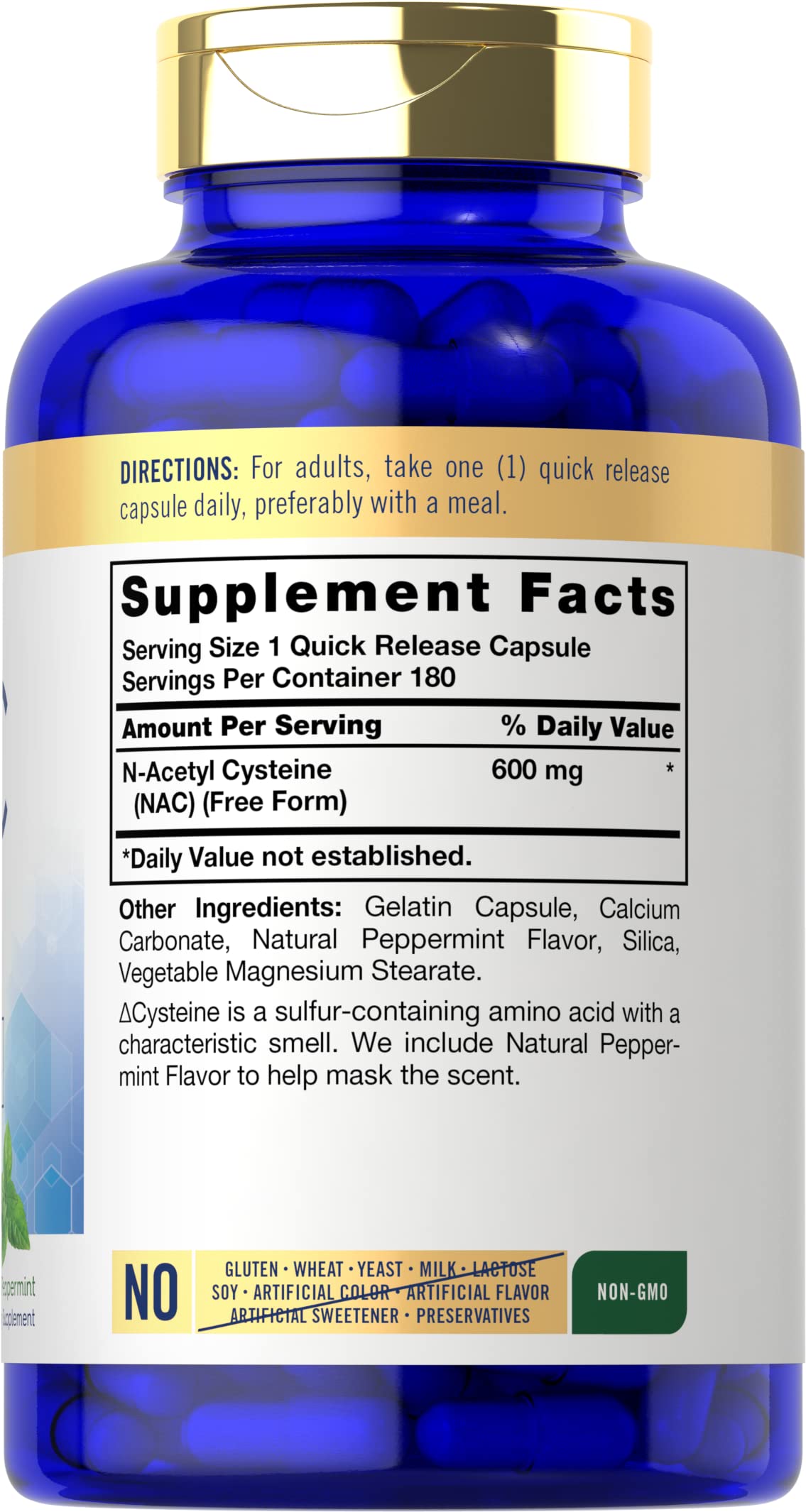 Carlyle NAC N-Acetyl Cysteine 600mg Capsules 180 Count