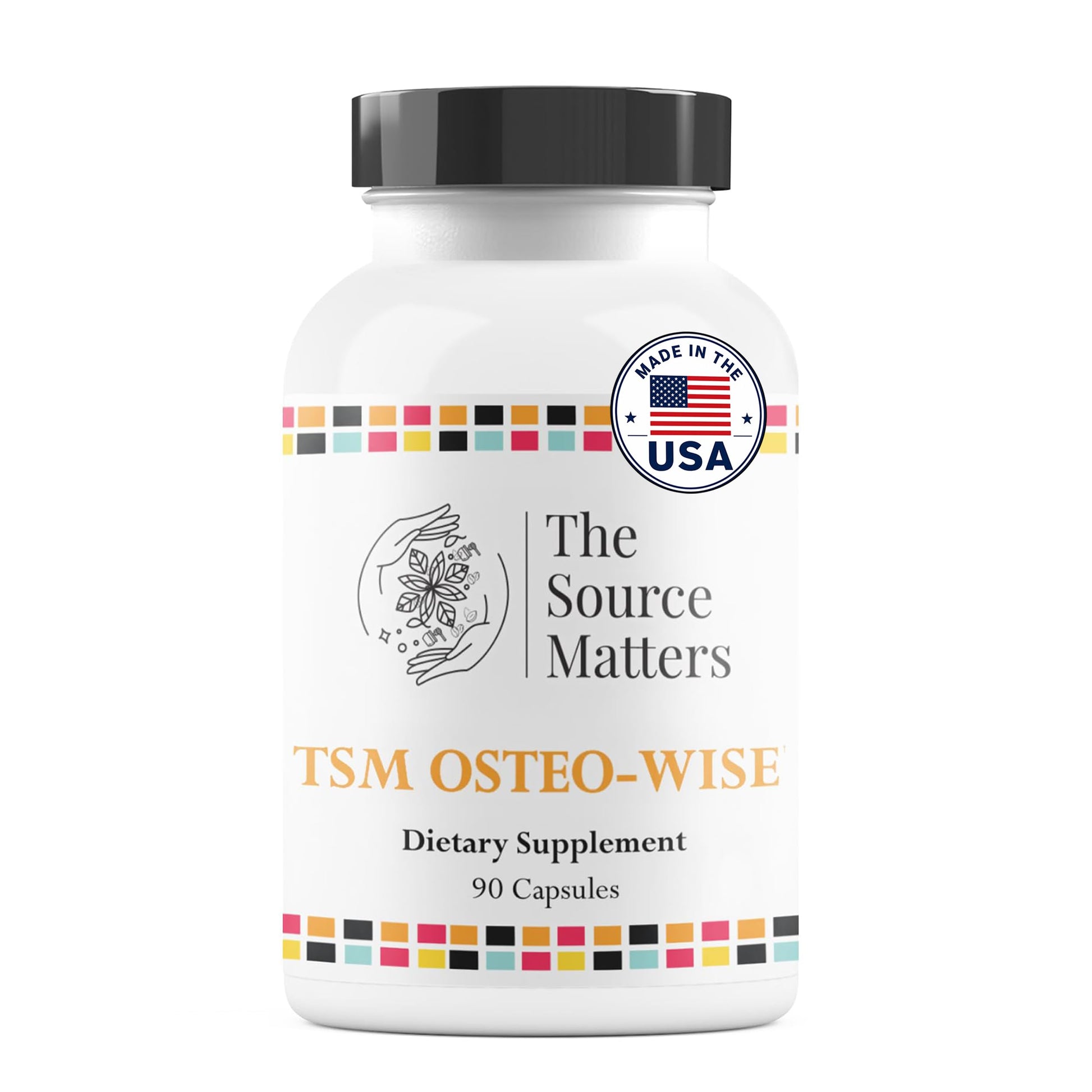 THE SOURCE MATTERS Osteo-Wise - Bone Health Formula Comprehensive Bone Support with Calcium, Magnesium, Vitamin D3 & K2 for Optimal Strength and Absorption, 90 Capsules